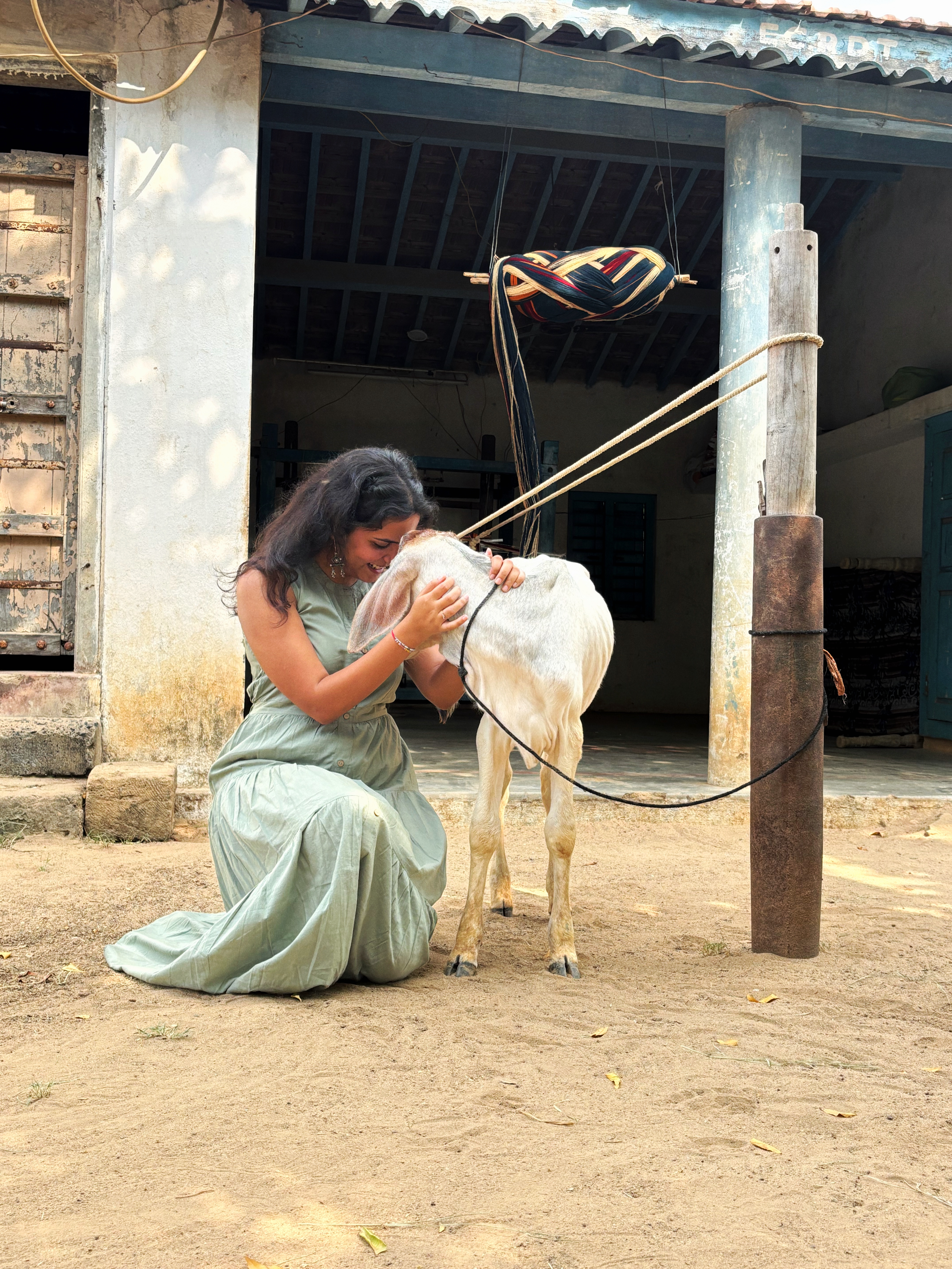 Soniya Suman with a young goat