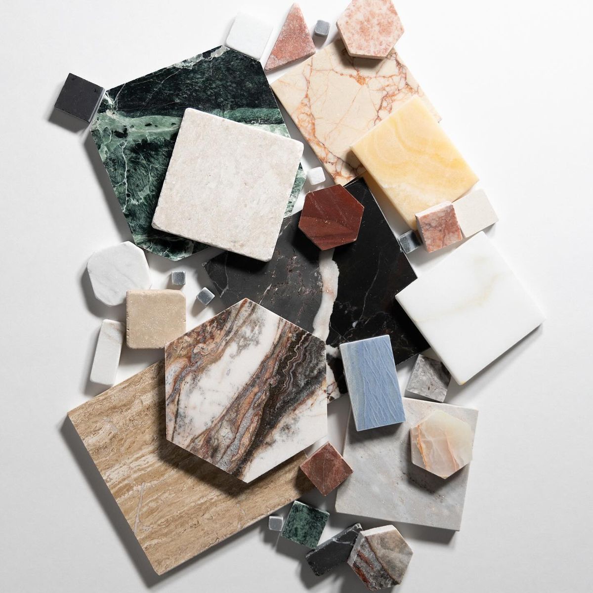 Marble samples collage for Millenium Marbles